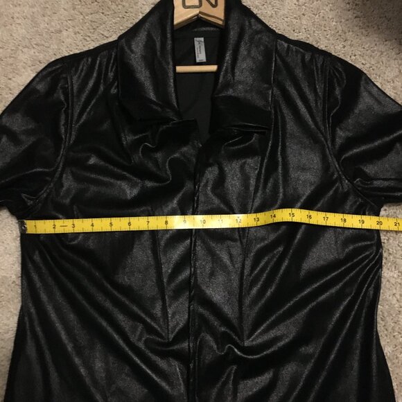 Gilmour Vancouver Long Black Shiny Y2K Cyberpunk Open Cardigan - Picture 12 of 16